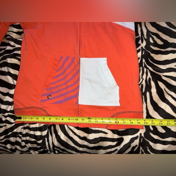Volcom Zip French Terry Hoodie - Orange/Coral/White/Purple-Y2K/Skate Juniors XL - Picture 13 of 16